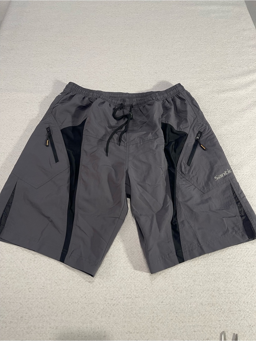 NWT Santic M1203 Men's Cargo Cycling Shorts 2XL Drawstring Zip Pockets. #0502